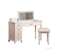 Bureau de coiffeuse avec miroir caché - Coiffeuse et bureau d'écriture en bois massif, pas de montage nécessaire