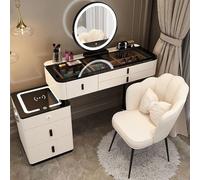 Bureau de coiffeuse avec miroir de maquillage, station de charge sans fil et haut-parleur Bluetooth pour chambre à coucher et dressing, 80 cm pour une utilisation familiale