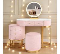 Bureau de Coiffeuse avec Miroir, Ensemble de Coiffeuse de Maquillage avec Miroir à intensité Variable 3 Couleurs, Grande Coiffeuse avec tiroirs for Le Maquillage, Coiffeuse Moderne for Chambre