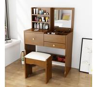 Bureau de coiffeuse avec miroir rabattable - Coiffeuse de maquillage 3 en 1 avec tiroirs et chaise de rangement cachée pour les petits espaces et les essentiels de beauté organisés