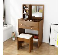 Bureau de coiffeuse avec miroir rabattable - Coiffeuse de maquillage 3 en 1 avec tiroirs et chaise de rangement cachée pour les petits espaces et les essentiels de beauté organisés