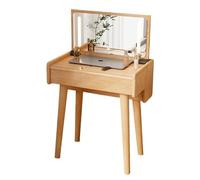 Bureau de coiffeuse Coiffeuse en bois massif petite Table de maquillage moderne Mini armoire rangement chevet rabattable coiffeuse chambre intégrée(Natural)