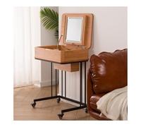 Bureau de coiffeuse Coiffeuse mobile en bois massif, petite coiffeuse rabattable, Mini Table de maquillage avec tiroir rangement for bijoux(Noir)