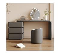 Bureau de coiffeuse moderne avec miroir de maquillage LED à 3 tiroirs et chaise - Station de maquillage simple et élégante pour femmes et filles Gris foncé 80 cm de large