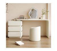 Bureau de coiffeuse moderne avec miroir de maquillage LED et chaise à 3 tiroirs, station de maquillage simple et élégante pour femmes et filles - Blanc 80 cm