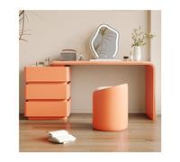 Bureau de coiffeuse moderne orange de 100 cm avec 3 tiroirs, miroir de maquillage LED et chaise - Station de maquillage élégante pour femmes et filles Design simple pour une routine beauté élégante