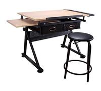 Bureau de dessin inclinable en hauteur avec rangement en érable pour la maison, le bureau et le studio, station de dessin polyvalente pour artistes et créatifs