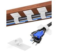 Bureau De Gestion Des Câbles Amovible 2025 Sous Le, 【Ultra-adhérence】 Support De Câbles Auto-AdhÉSif, Organisateur De Câbles Refermable Cache 34 Paires + 11 Serre-Câbles De Rechange （Blanc）