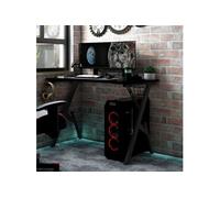 vidaXL Bureau de jeu, pieds en Y, support pour écouteurs, noir