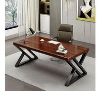 Bureau de jeu avec plateau en bois massif et cadre en métal - Design moderne et simple - Table d'écriture pour la maison, le bureau - Économie d'espace - 160 x 80 cm