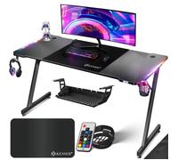 Bureau de jeu ergonomique - KESSER - 160 x 60 cm - Surface en fibre de carbone - Pieds en Z - Porte-boisson intégré