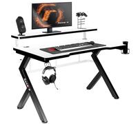 Huzaro Bureau Hero 5.0 – 120x60 cm, plateau carbone, ergonomique, crochet casque, porte-gobelet