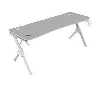 Mars Gaming MGDXLW, Bureau Gaming Ergonomique, Support Casque et Boissons, 160x60cm, Blanc