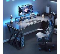 Bureau de jeu RVB avec lumières DEL - Table d'ordinateur amovible 100 x 60 x 73 cm, station de travail ergonomique pour jeux sur PC et étude | Cadre léger en fibre de carbone de 4 kg | Design