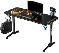 Bureau de jeu ULTRADESK FRAG - GOLD V3, 140x60 cm, 76 cm, avec tapis de souris, porte-casque et porte-boisson