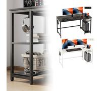 Bureau de jeu XMTECH - Bureau PC de 152 cm avec étagère réversible, support d'écran réglable & supports basculants certifiés GS pour home office/jeu noir