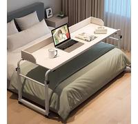 Bureau de lit pour ordinateur portable avec roulettes, hauteur réglable de 65 à 95 cm, table de poste de travail d'ordinateur pour cadre de lit jumeau/double/grand lit/king size