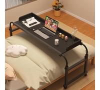 Bureau de lit réglable pour ordinateur portable, table de chevet mobile avec 4 roulettes, chariot de rangement à roulettes pour la maison et l'hôpital, poste de travail debout 115-210 cm