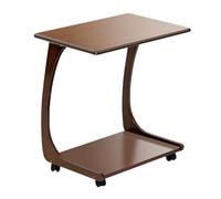 Bureau de lit, table d'appoint en bois massif en forme de C avec roulettes, plateau TV avec rangement, table de canapé pour petits espaces