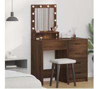 Bureau de Maquillage avec Lumières LED Chêne Marron 50x41x135 cm