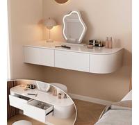 Bureau de maquillage flottant moderne avec tiroirs, bureau d'angle peu encombrant, table de nuit flottante élégante pour chambre à coucher, design familial, table de maquillage élégante (gauche)