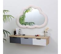 Bureau de maquillage mural flottant avec tiroirs en bois pour chambre à coucher, station de maquillage économiseur d'espace, bureau mural élégant pour une routine de beauté organisée