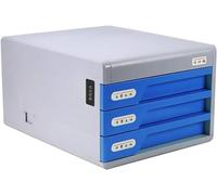 Bureau de rangement à 3 tiroirs, avec serrure à Code numérique et porte-stylo, classeur A4, boîte for le bureau(Blue)