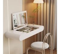 Bureau de rangement pour bijoux chambre (Table seule), Unité à grande capacité - Pratique et fonctionnelle, Meuble-lavabo compact pour petits espaces Design aux angles arrondis(White,100cm/39.4in)