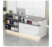 Bureau de réception à DEL avec tiroir verrouillable, 99,1 à 160 cm, bureau avant réglable avec comptoir et étagères de rangement pour salon, bureau, hall de vente au détail et salle de réception, 99,1