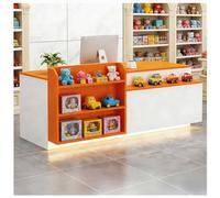 Bureau de réception à DEL avec tiroir verrouillable et étagères de rangement réglable de 99,1 à 160 cm pour salon, bureau, hall de vente au détail, zone de réception N Gauche 119,4 x 61 x 88,9 cm