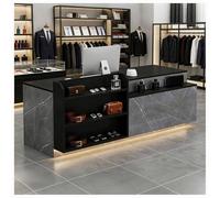 Bureau de réception à DEL avec tiroir verrouillable et étagères de rangement réglable de 99,1 à 160 cm, pour salon, bureau, hall d'entrée, zone de réception P gauche 99,1 x 61 x 88,9 cm