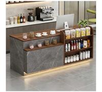 Bureau de réception à DEL avec tiroir verrouillable et étagères de rangement réglable de 99,1 à 160 cm pour salon, bureau, hall de vente au détail, zone de réception E droite, 99,1 x 61 x 88,9 cm