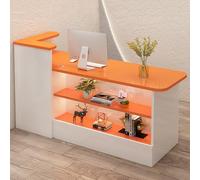 Bureau de réception à LED élégant et moderne avec armoire de rangement, gestion des câbles, élégant comptoir secrétaire pour salon et magasin, solution d'affichage chic