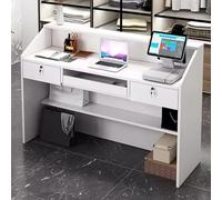 Bureau de réception à tiroir verrouillable - Table de comptoir de réception élégante pour bureau, salon de beauté et stations de paiement - Solution moderne pour une meilleure efficacité commerciale