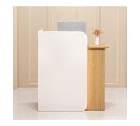 Bureau de réception avec 2 tiroirs, panneau d'intimité, éclairage LED, mobilier de bureau moderne pour clinique, magasin, magasin - Comptoir de réception blanc et jaune