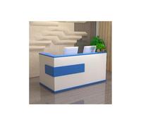 Bureau de réception avec comptoir de magasin, comptoir de réception en plusieurs couleurs (bleu 120 cm), planche épaisse, design simple, utilisation polyvalente pour la maison et le travail