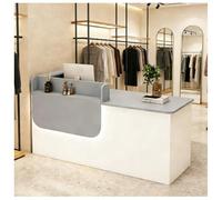 Bureau de réception avec comptoir, lumière LED, comptoir moderne avec tiroir verrouillable, plateau de clavier, étagères, bureau de réceptionniste pour hôtels, halls d'entreprise, comptoirs de vente