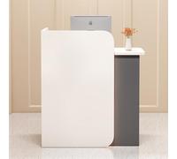 Bureau de réception avec comptoir, réception moderne en bois avec tiroir verrouillable et lumières LED, petite caisse de vente au détail pour salons de coiffure, magasins, ha White + Gray 80cm/31.5in