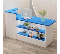 Bureau de réception avec comptoir, tiroirs verrouillables et bande lumineuse, table avant de bureau avec étagère, comptoir de caisse debout