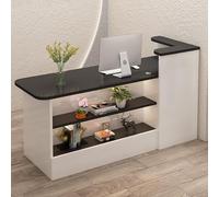Bureau de réception avec comptoir, tiroirs verrouillables et bande lumineuse, table avant de bureau avec étagère, comptoir de caisse debout
