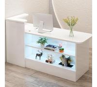 Bureau de réception avec comptoir, tiroirs verrouillables et bande lumineuse, table avant de bureau avec étagère, comptoir de caisse debout