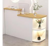 Bureau de réception avec étagère de rangement d'angle, comptoir de caisse verrouillable, table de réception pour bureaux et entreprises, design moderne pour une meilleure organisation