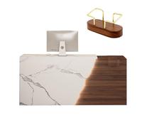 Bureau de réception avec lampe LED - Table d'écriture large avec tiroirs verrouillables et rangement spacieux - Idéal pour les zones de réception, les salles de conférence, le bureau (B droit_150 x 60