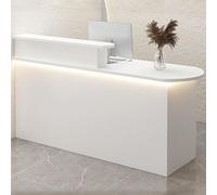 Bureau de réception avec lumière LED - Comptoir avant avec tiroir de rangement et armoire - Comptoir de réception moderne pour bureau et entreprise - Mobilier de réception élégant