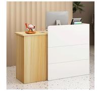 Bureau de réception avec tiroir et armoire verrouillable, plateau pour clavier, œillet de câble - Compteur de réception compact pour petit bureau, salon, caisse (grain de bois, 79,8 cm)