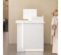 Bureau de réception avec tiroir et serrure - Lumière LED - Table de négociation - Blanc - 80 x 45 x 95 cm - Design moderne pour un usage professionnel
