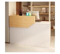 Bureau de réception avec tiroir verrouillable 100 x 45 x 100 cm - Design à angle droit - Finition chêne blanc - Idéal pour les magasins et les réceptions - Élégant et fonctionnel.