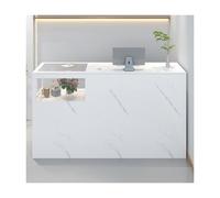 Bureau de réception avec tiroir verrouillable - Bureau de réception moderne pour petits magasins et magasins de vêtements pour femmes - Finition pierre blanche, 120 cm côté droit