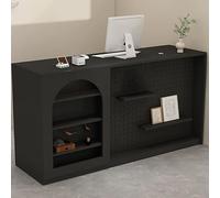 Bureau de réception avec tiroir verrouillable, comptoir de caisse avec rangement en carton perforé, table de réception moderne pour bureau et zone de réception