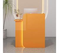 Bureau de réception avec tiroir verrouillable, comptoir de vente au détail élégant pour salon et hall, réception compacte de 99,8 cm, station de paiement moderne en orange